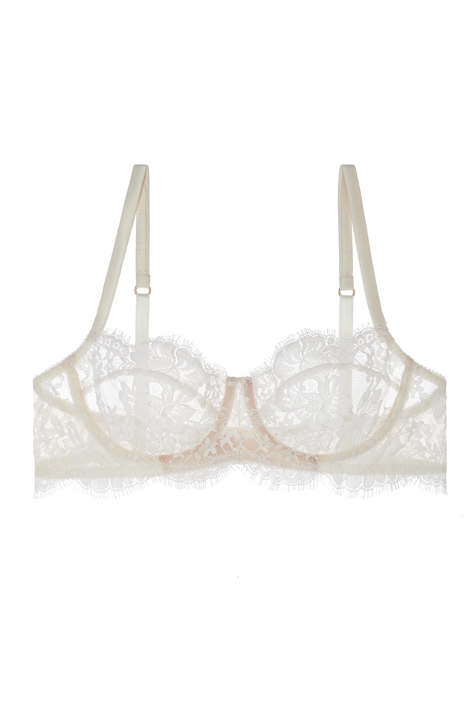 Dominique French lace underwire balconette demi cup bra in Ivory