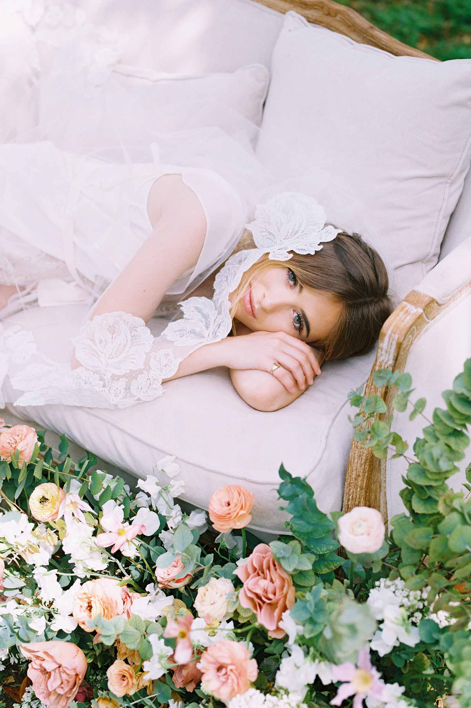 Lyon French Lace Cathedral Veil in Ivory