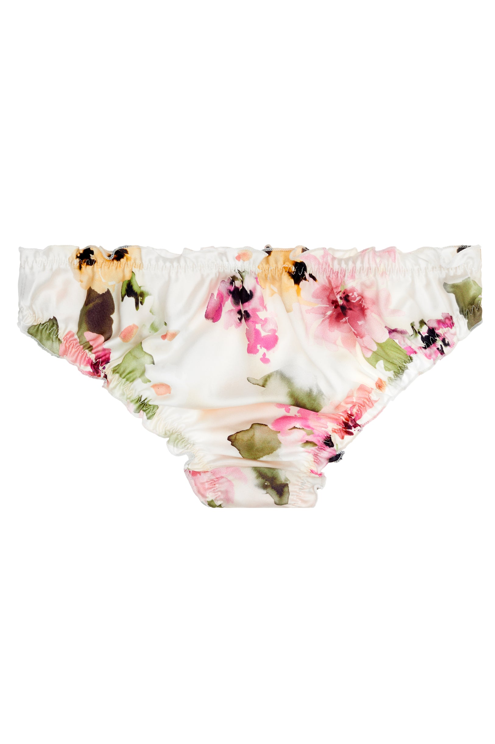 Watercolor Dreams Floral print Silk Panties Briefs ruffled knickers